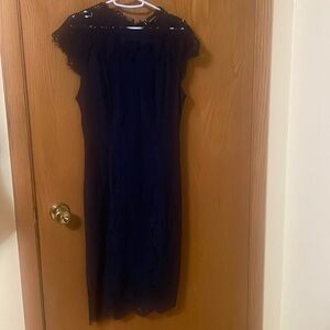 New Navy Lace Dress.  Cap sleeve, back zips.  Below the knee dress.  New